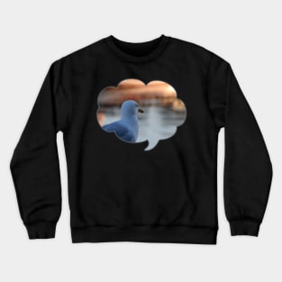 Sunset sunny harbour Seagull in deep thought Crewneck Sweatshirt